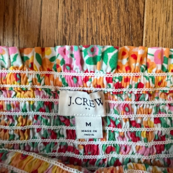 J. Crew Smocked Ribbon Tie Floral Women’s Tank Top‎ Sz M  Boho Cottagecore Girly - Picture 3 of 7